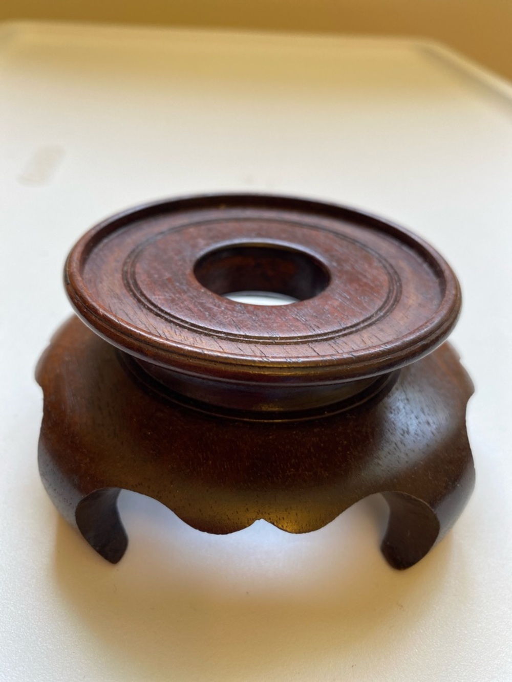 Vintage Chinese Carved Wood Display Stand Top Inner Rim 2 7/8" W - #17